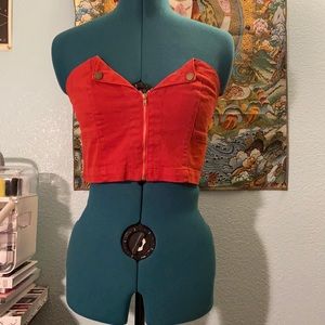 Orange denim tube top